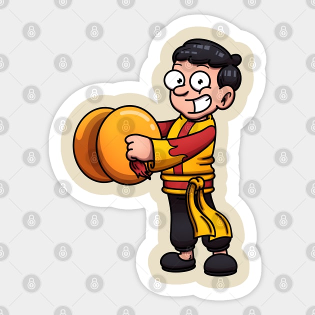 Traditional Chinese Musician Playing Cymbals Sticker by TheMaskedTooner